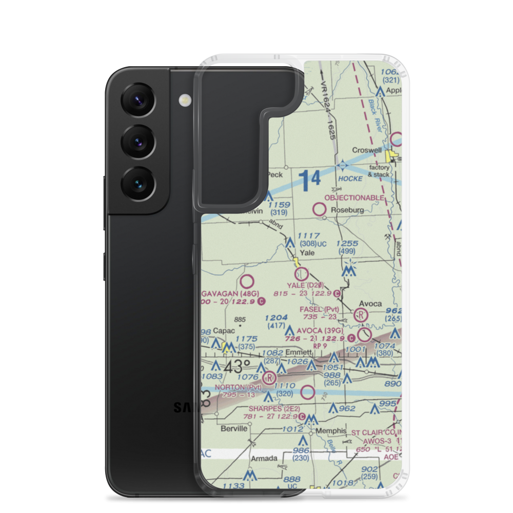 Yale Airport (D20) VFR Sectional Samsung Case Samsung Galaxy S22 model shown