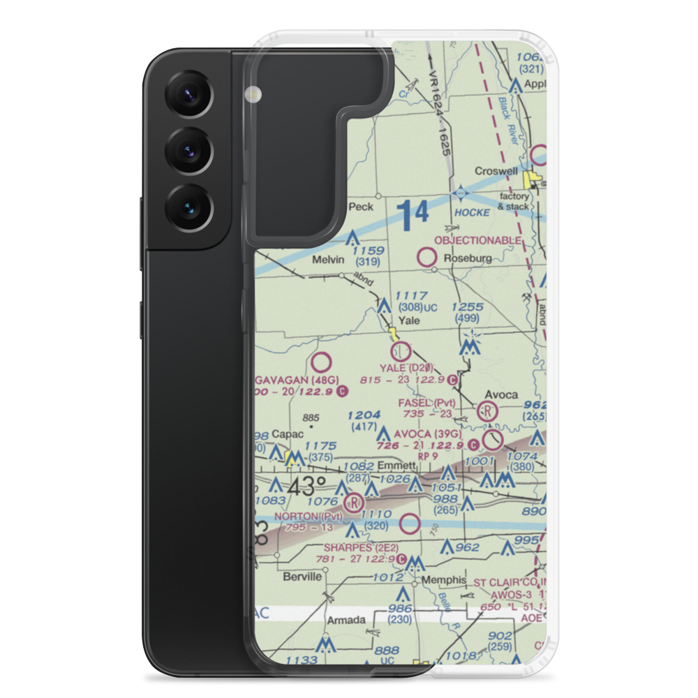 Yale Airport (D20) VFR Sectional Samsung Case Samsung Galaxy S22 Plus model shown