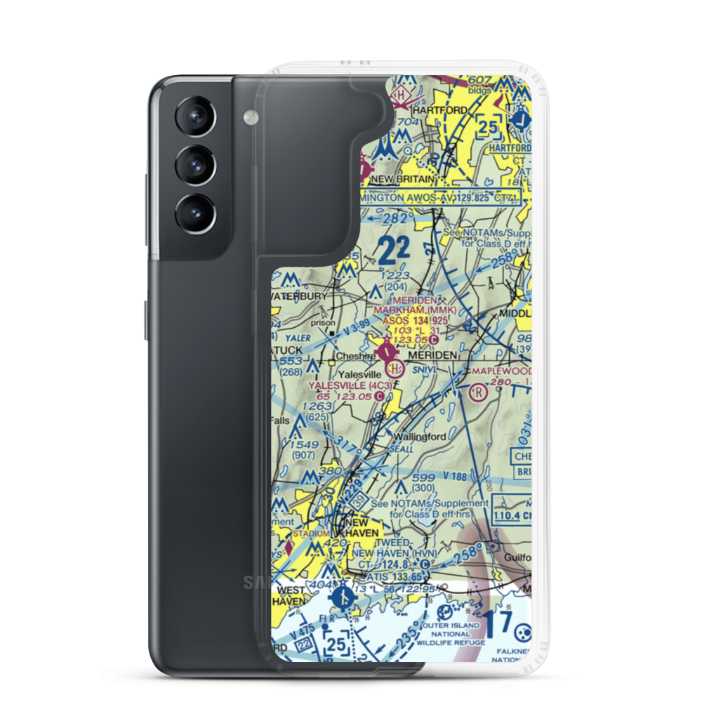 Yalesville Heliport (4C3) VFR Sectional Samsung Case Samsung Galaxy S21 model shown