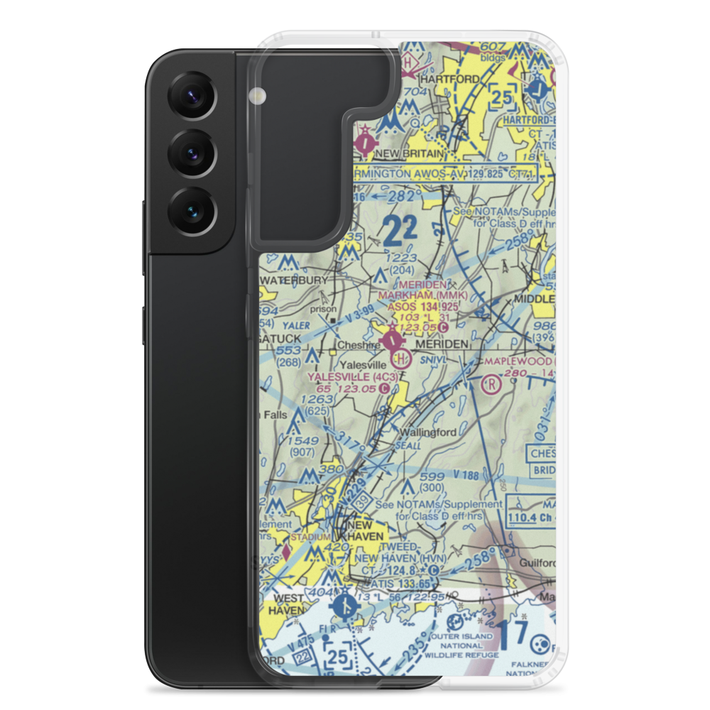 Yalesville Heliport (4C3) VFR Sectional Samsung Case Samsung Galaxy S22 Plus model shown