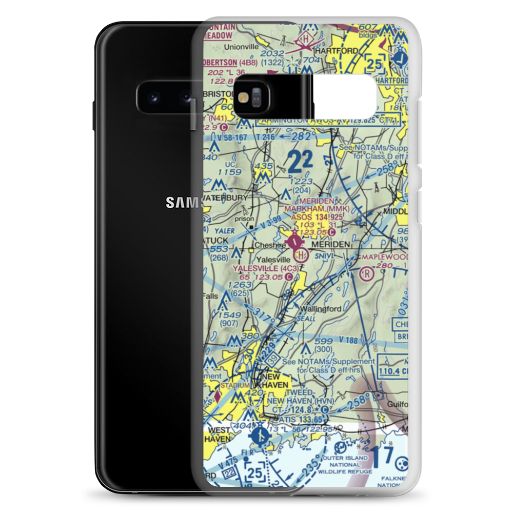 Yalesville Heliport (4C3) VFR Sectional Samsung Case Samsung Galaxy S10+ model shown