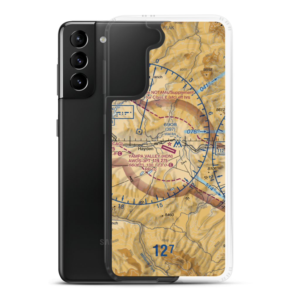 Yampa Valley Airport (HDN) VFR Sectional Samsung Case Samsung Galaxy S21 Plus model shown