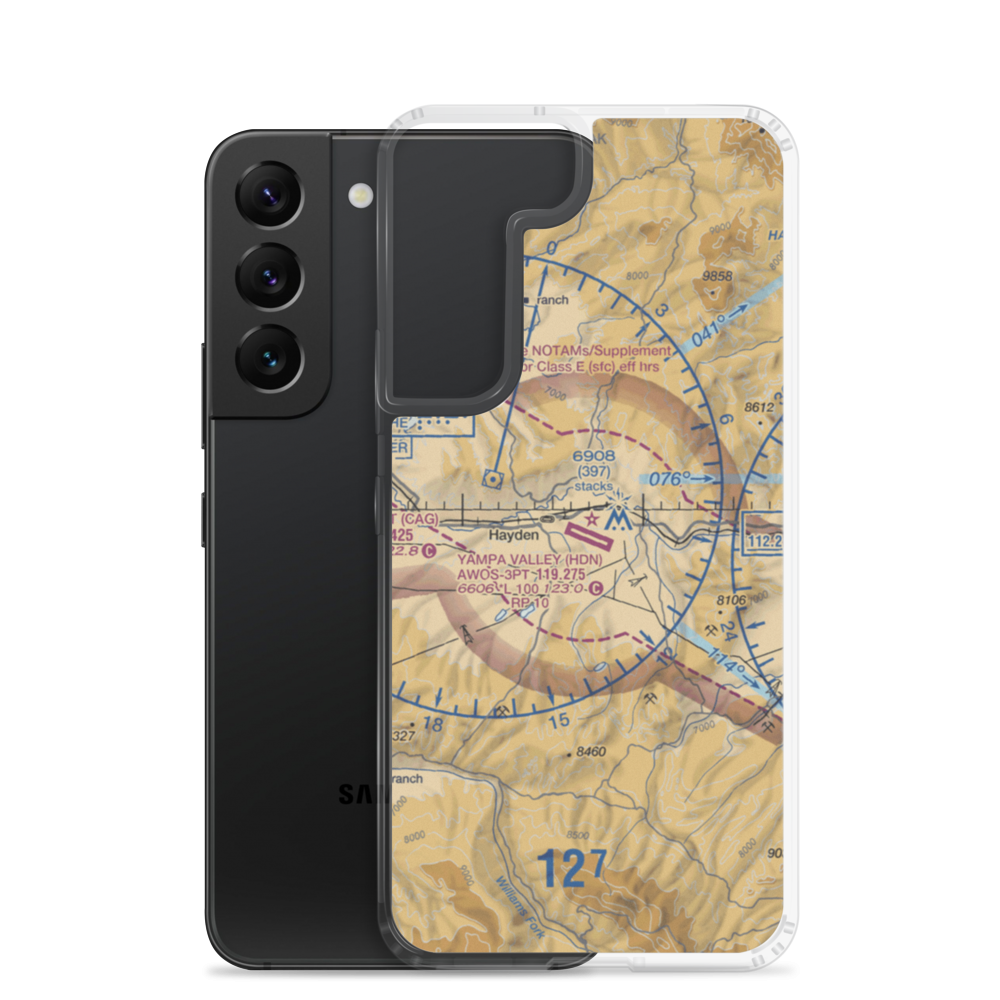 Yampa Valley Airport (HDN) VFR Sectional Samsung Case Samsung Galaxy S22 model shown