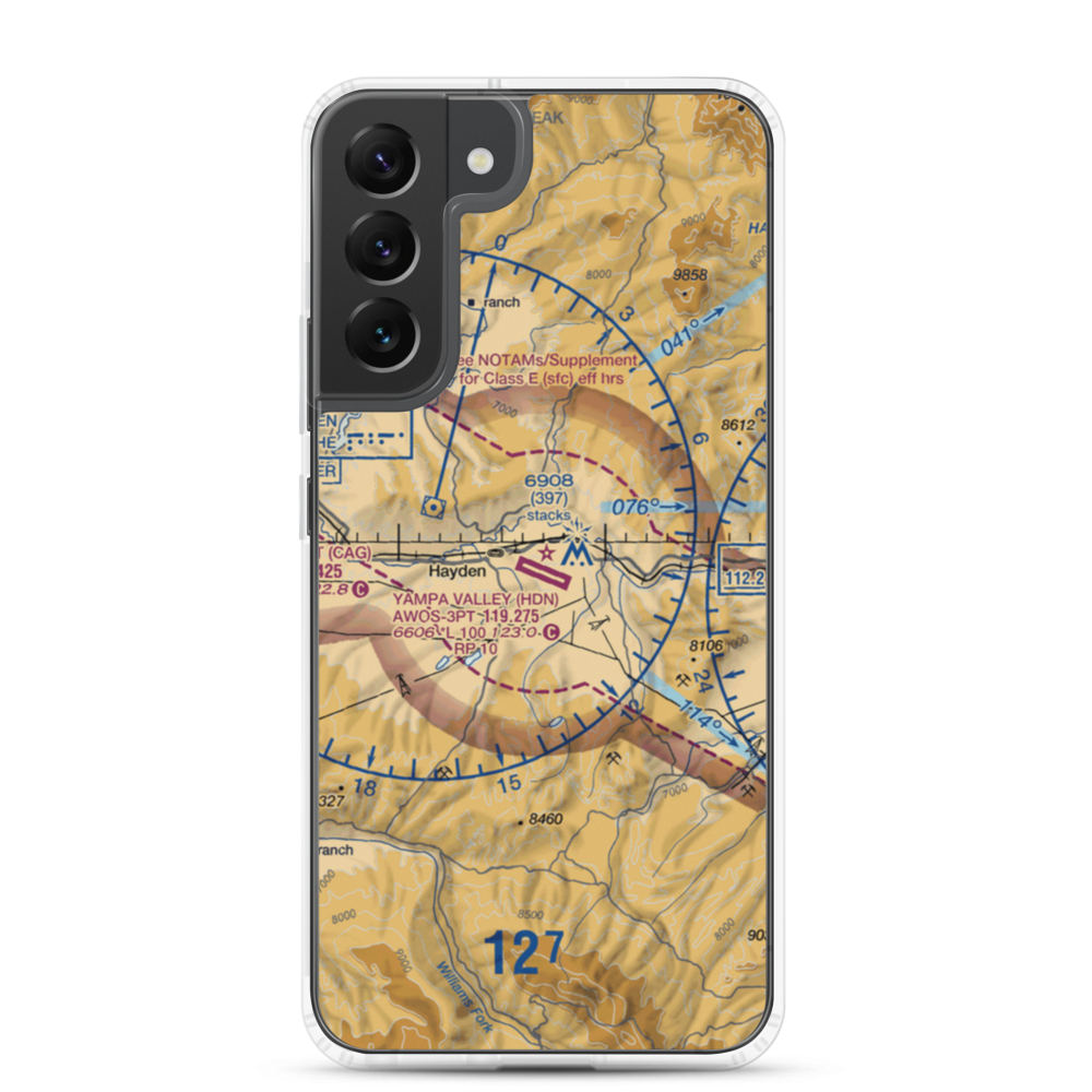 Yampa Valley Airport (HDN) VFR Sectional Samsung Case Samsung Galaxy S22 Plus model shown