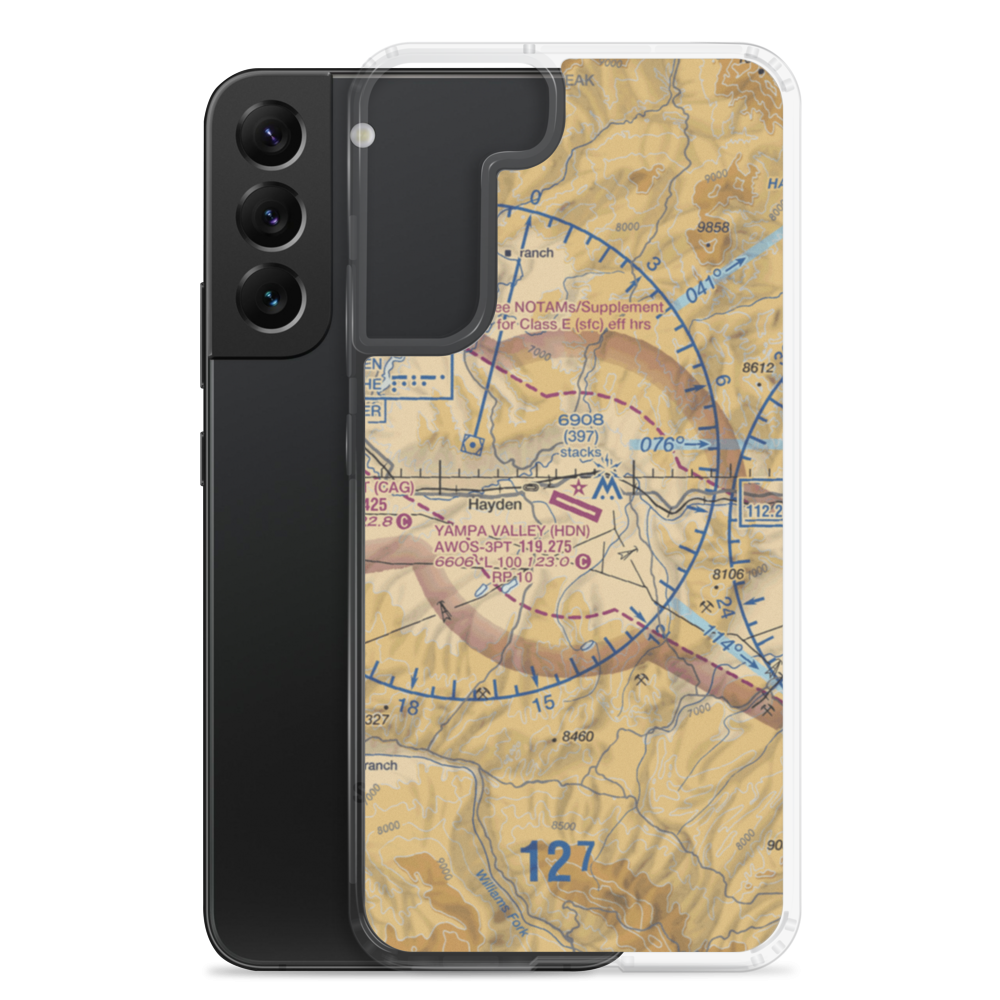 Yampa Valley Airport (HDN) VFR Sectional Samsung Case Samsung Galaxy S22 Plus model shown