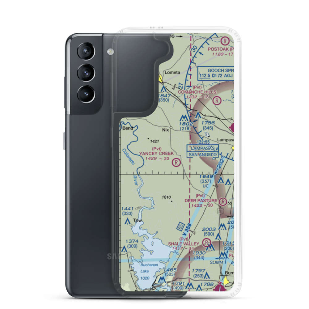 Yancey Creek Ranch Airport (1TX0) VFR Sectional Samsung Case Samsung Galaxy S21 model shown