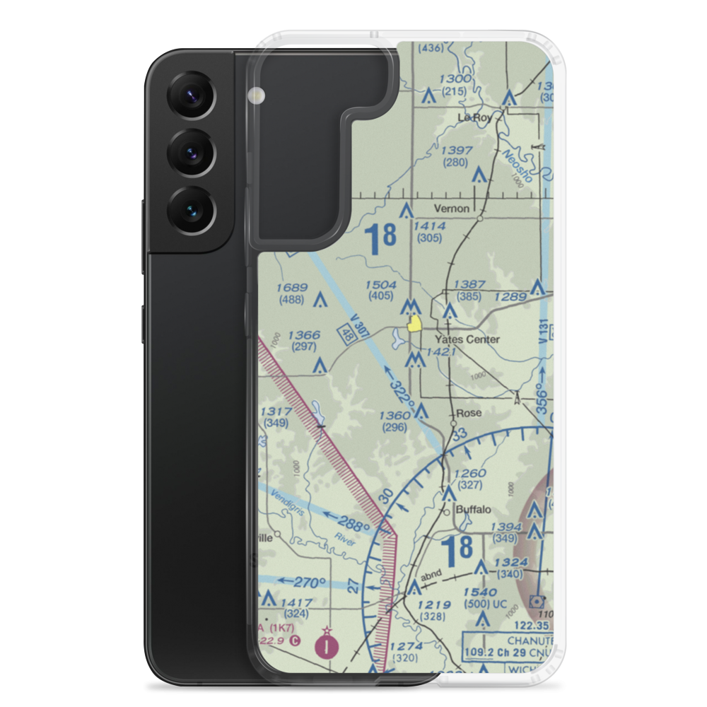 Yates Center Airport (8K5) VFR Sectional Samsung Case Samsung Galaxy S22 Plus model shown