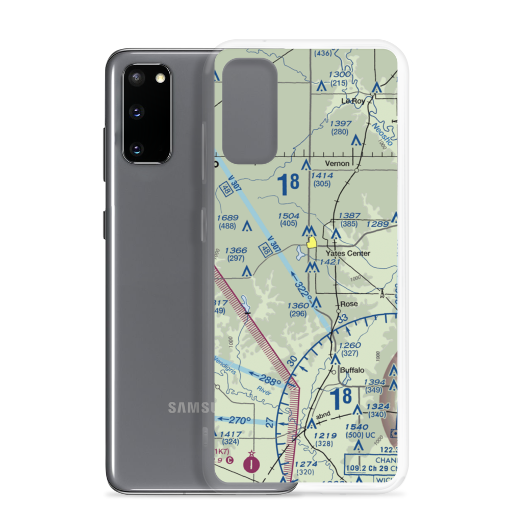 Yates Center Airport (8K5) VFR Sectional Samsung Case Samsung Galaxy S20 model shown