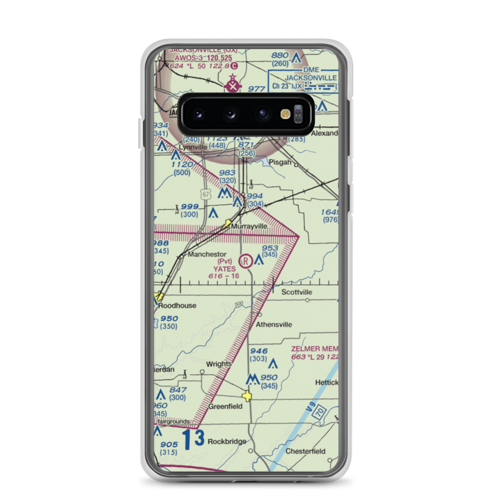 Yates RLA Airport (IL29) VFR Sectional Samsung Case Samsung Galaxy S10 model shown