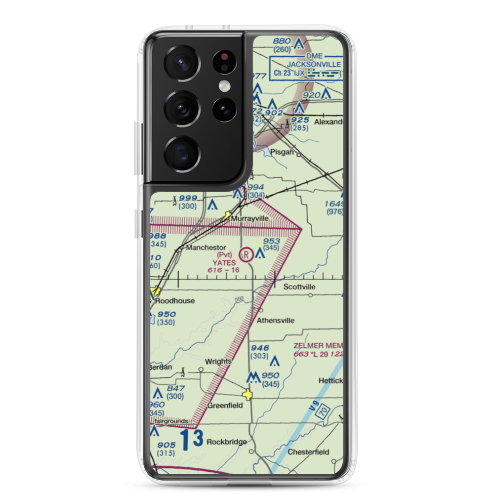 Yates RLA Airport (IL29) VFR Sectional Samsung Case Samsung Galaxy S21 Ultra model shown