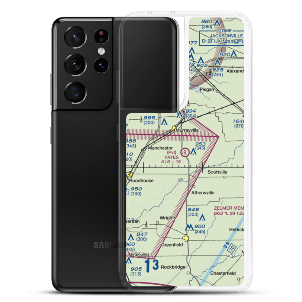 Yates RLA Airport (IL29) VFR Sectional Samsung Case Samsung Galaxy S21 Ultra model shown