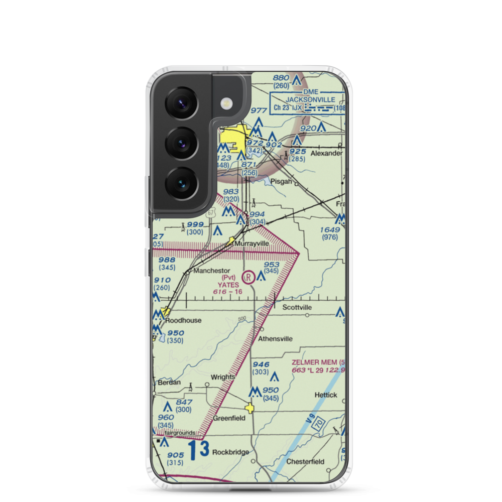 Yates RLA Airport (IL29) VFR Sectional Samsung Case Samsung Galaxy S22 model shown