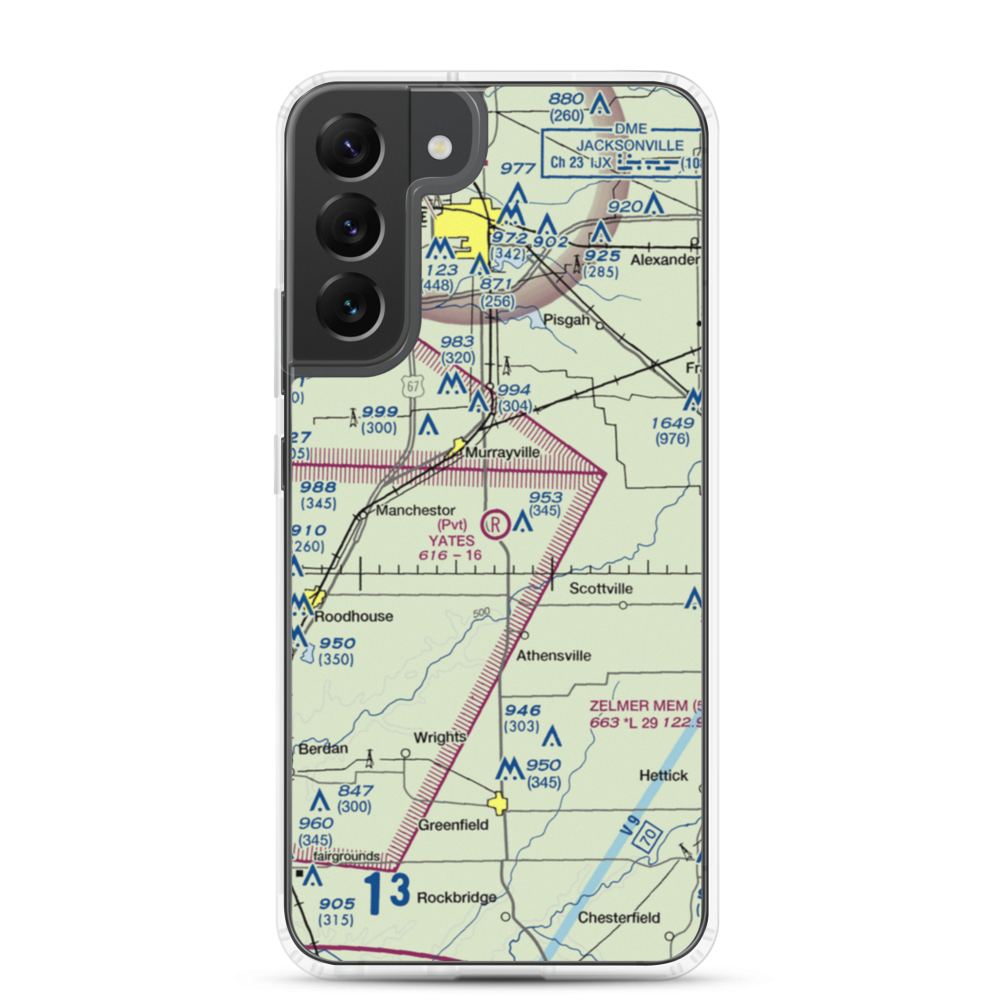 Yates RLA Airport (IL29) VFR Sectional Samsung Case Samsung Galaxy S22 Plus model shown