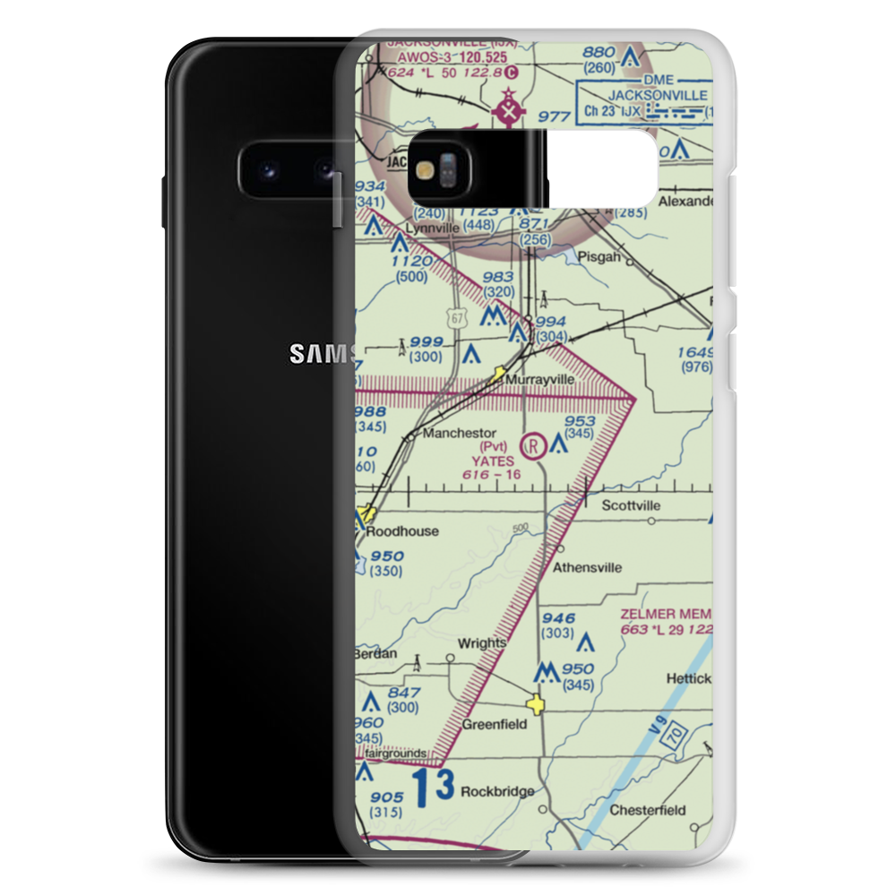 Yates RLA Airport (IL29) VFR Sectional Samsung Case Samsung Galaxy S10+ model shown