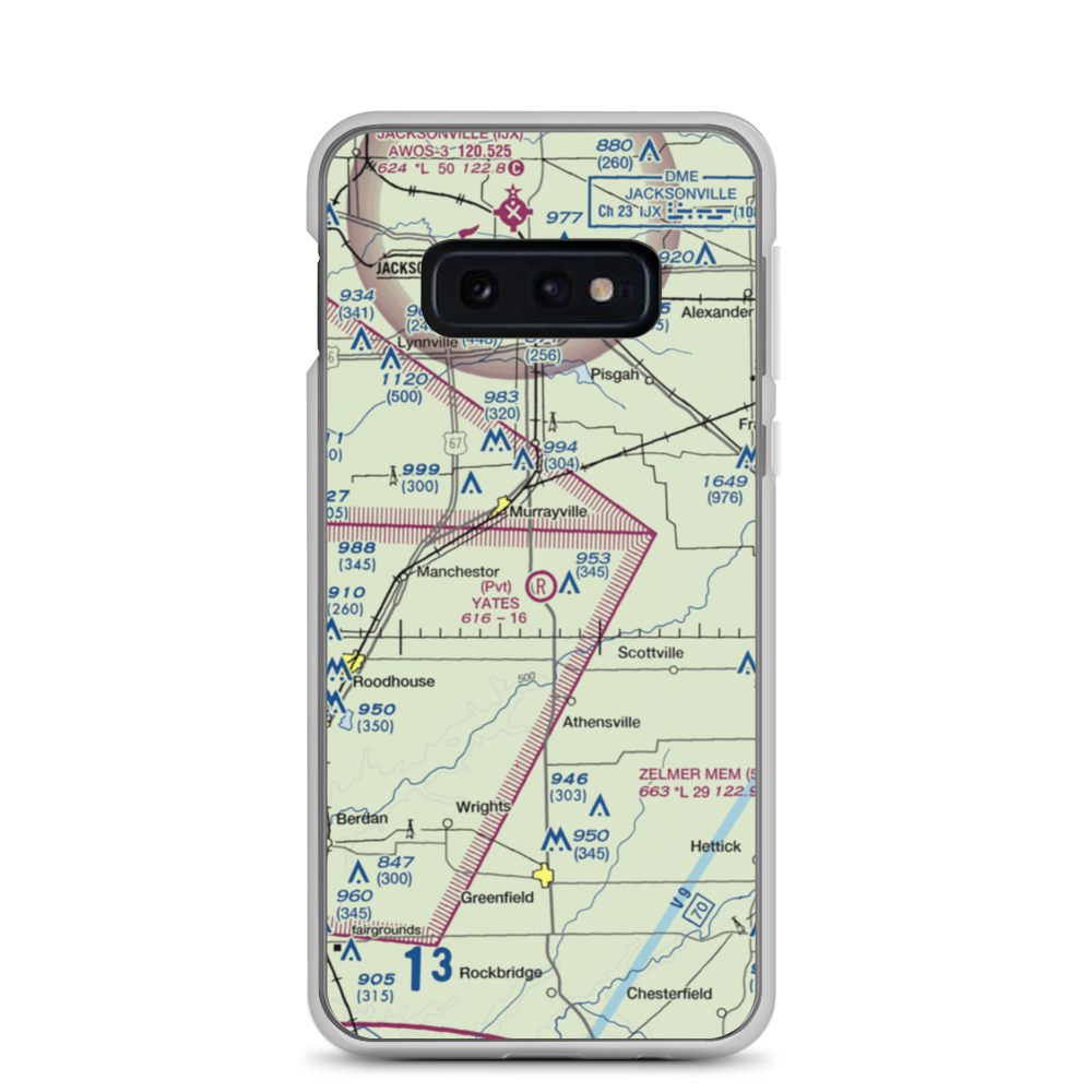 Yates RLA Airport (IL29) VFR Sectional Samsung Case Samsung Galaxy S10e model shown