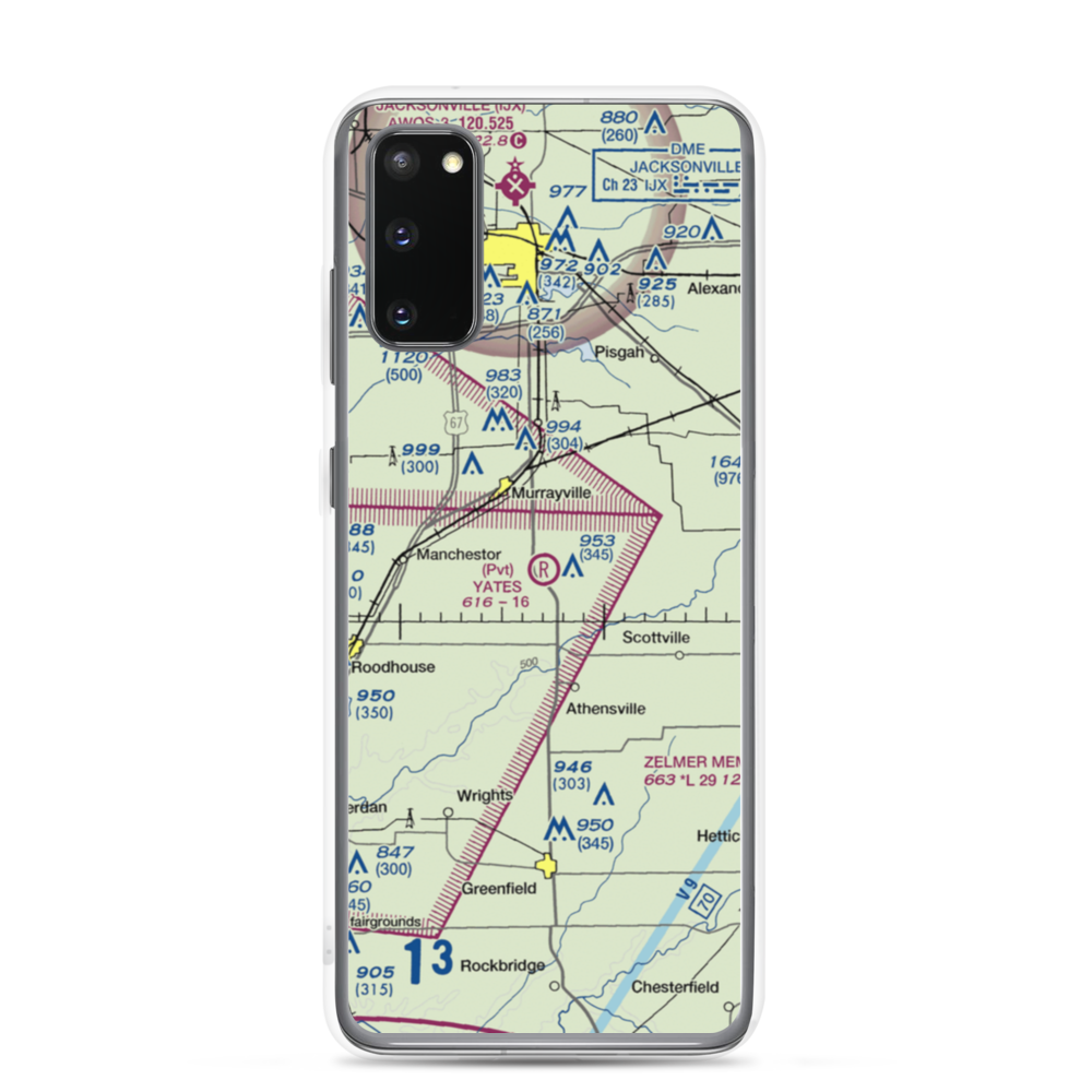 Yates RLA Airport (IL29) VFR Sectional Samsung Case Samsung Galaxy S20 model shown