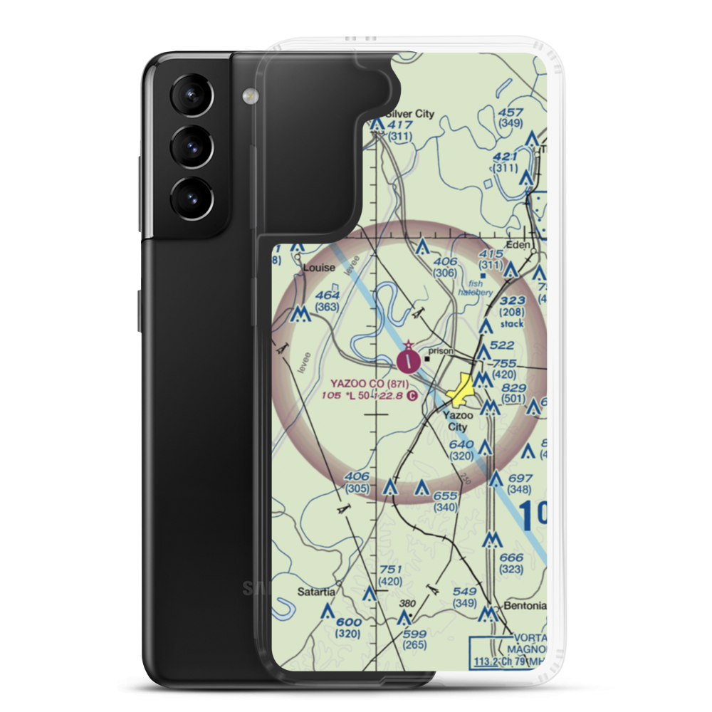 Yazoo County Airport (87I) VFR Sectional Samsung Case Samsung Galaxy S21 Plus model shown