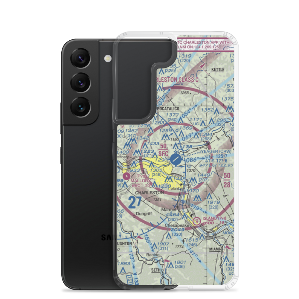 Yeager Airport (CRW) VFR Sectional Samsung Case Samsung Galaxy S22 model shown