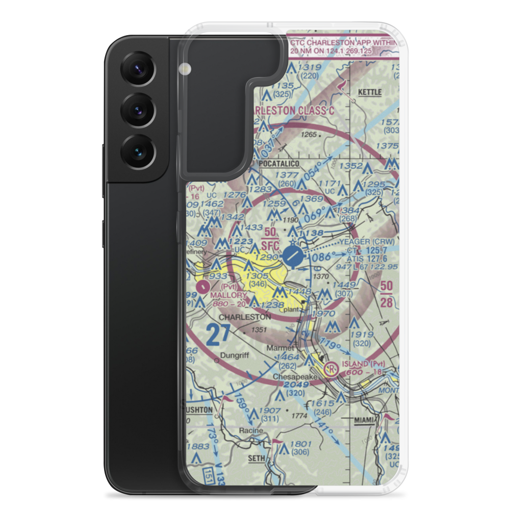 Yeager Airport (CRW) VFR Sectional Samsung Case Samsung Galaxy S22 Plus model shown