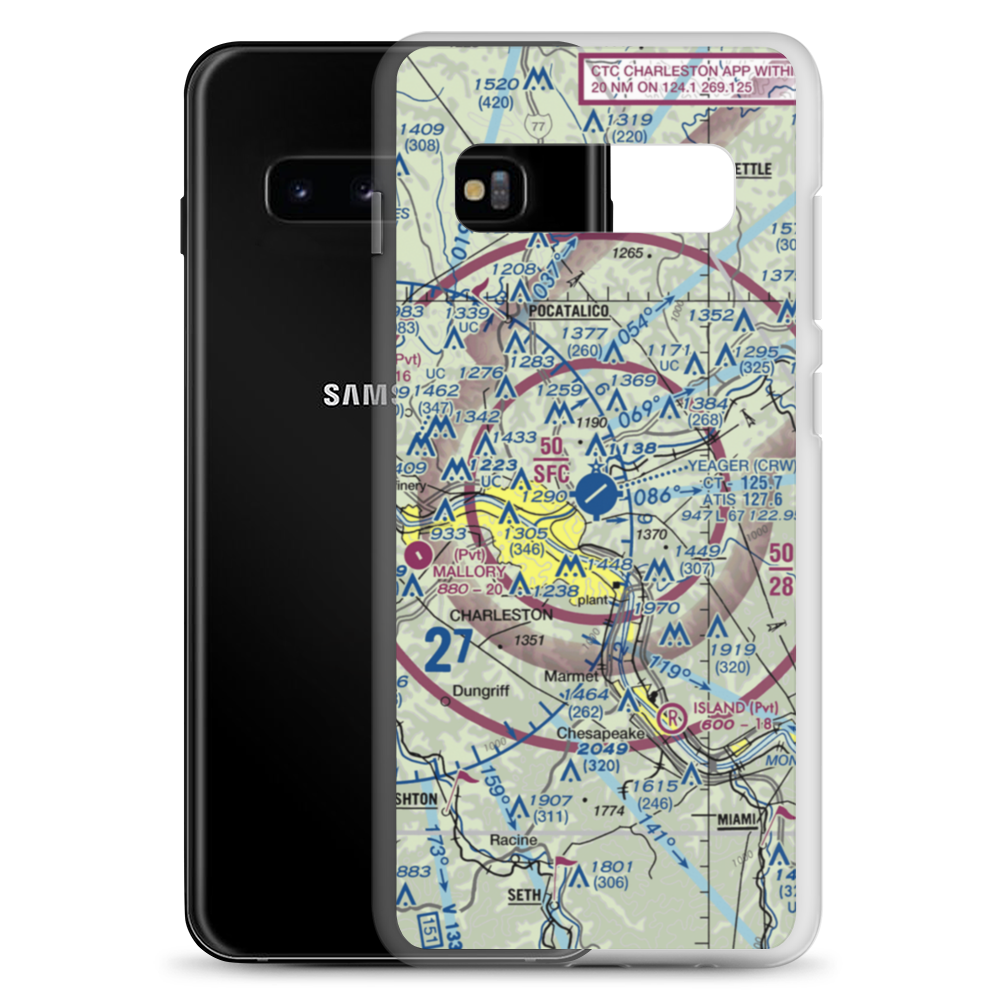 Yeager Airport (CRW) VFR Sectional Samsung Case Samsung Galaxy S10+ model shown