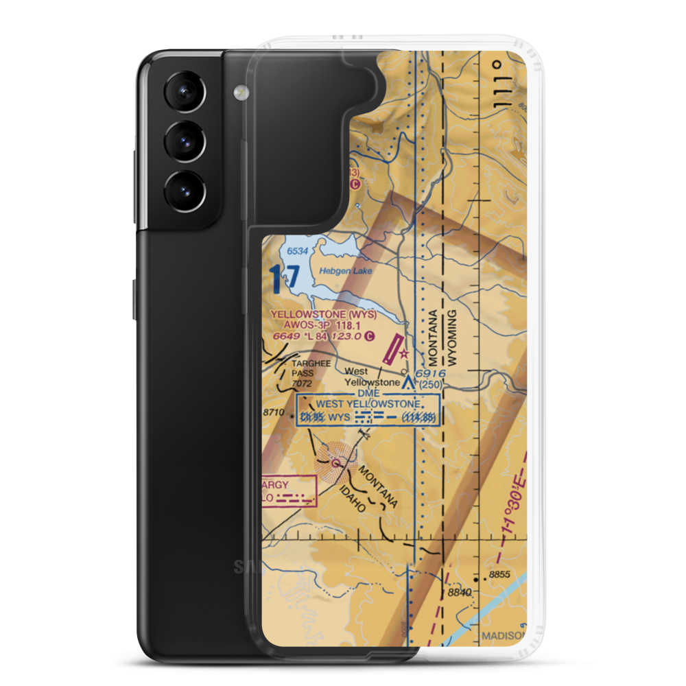 Yellowstone Airport (WYS) VFR Sectional Samsung Case Samsung Galaxy S21 Plus model shown
