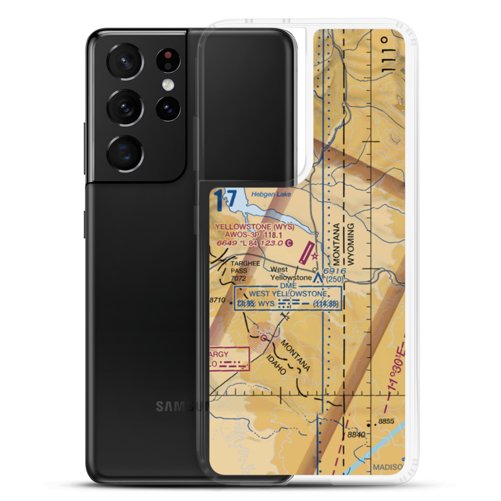 Yellowstone Airport (WYS) VFR Sectional Samsung Case Samsung Galaxy S21 Ultra model shown