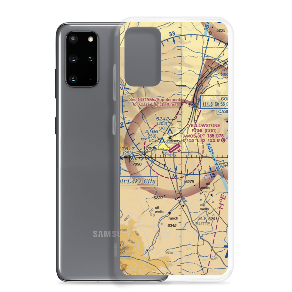 Yellowstone Regional Airport (COD) VFR Sectional Samsung Case Samsung Galaxy S20 Plus model shown