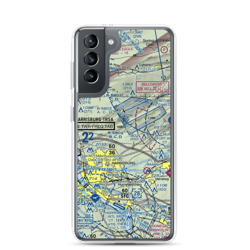 Yingst Airport (3PS8) VFR Sectional Samsung Case Samsung Galaxy S21 model shown