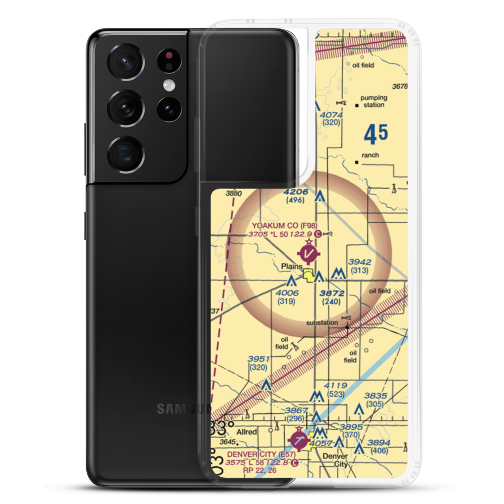 Yoakum County Airport (F98) VFR Sectional Samsung Case Samsung Galaxy S21 Ultra model shown