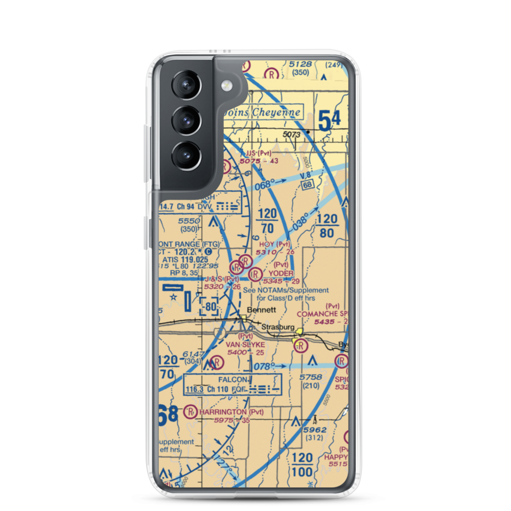 Yoder Airstrip (CD09) VFR Sectional Samsung Case Samsung Galaxy S21 model shown