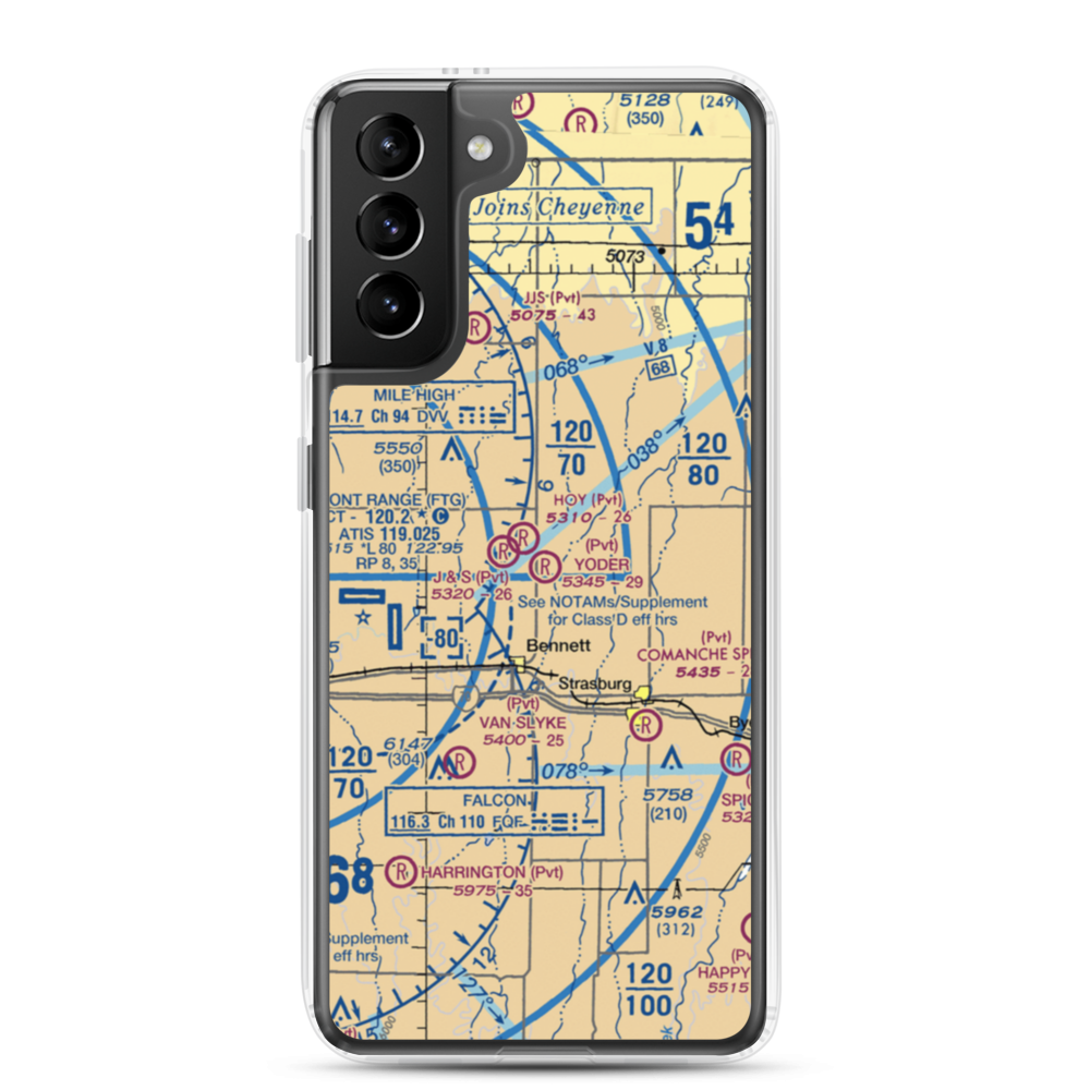 Yoder Airstrip (CD09) VFR Sectional Samsung Case Samsung Galaxy S21 Plus model shown