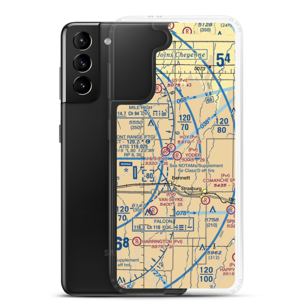 Yoder Airstrip (CD09) VFR Sectional Samsung Case Samsung Galaxy S21 Plus model shown