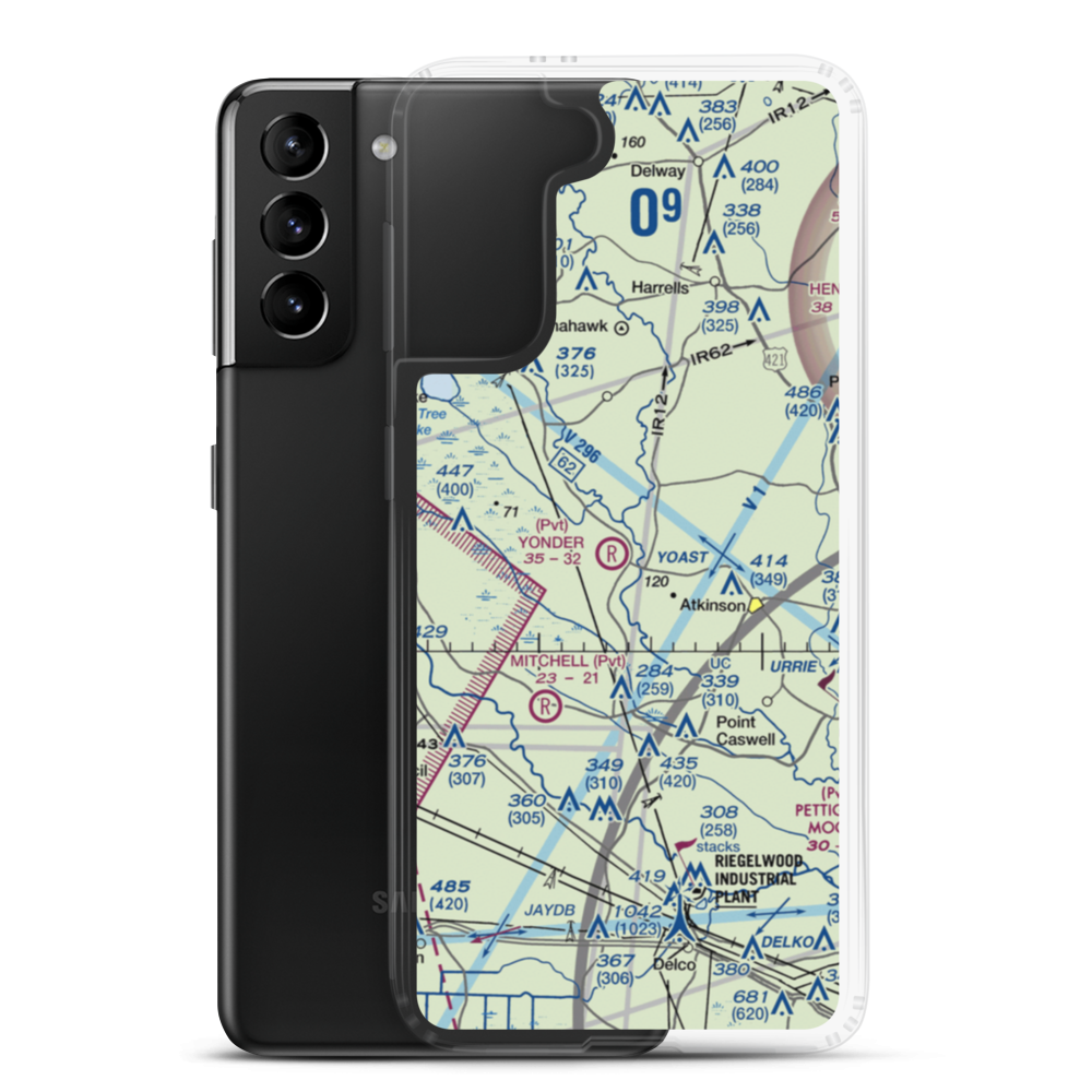 Yonder Airport (NC65) VFR Sectional Samsung Case Samsung Galaxy S21 Plus model shown