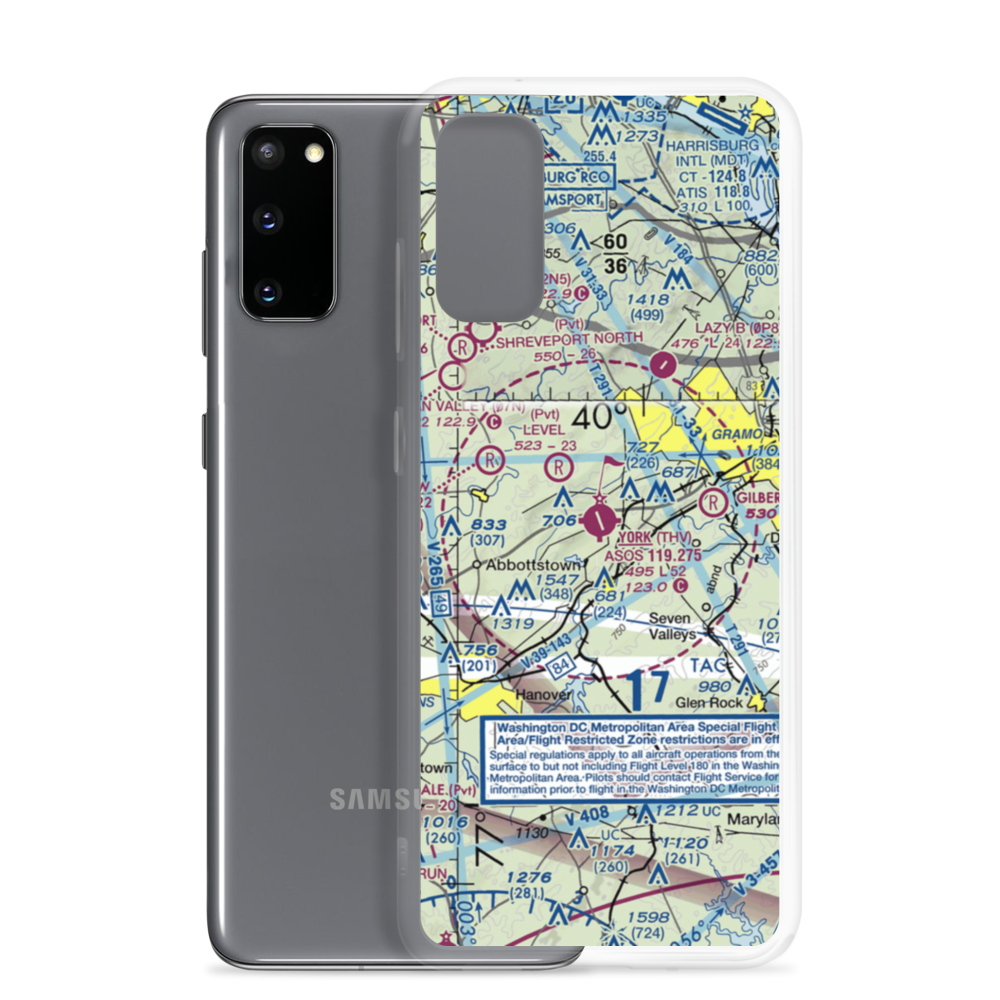 York Airport (THV) VFR Sectional Samsung Case Samsung Galaxy S20 model shown