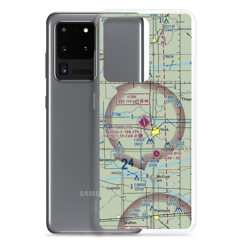 York Municipal Airport (JYR) VFR Sectional Samsung Case Samsung Galaxy S20 Ultra model shown