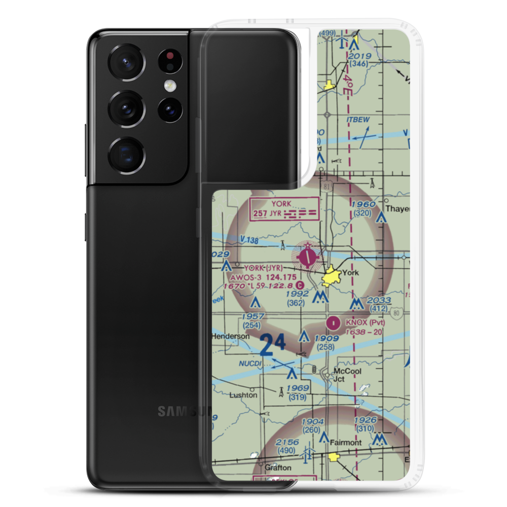 York Municipal Airport (JYR) VFR Sectional Samsung Case Samsung Galaxy S21 Ultra model shown