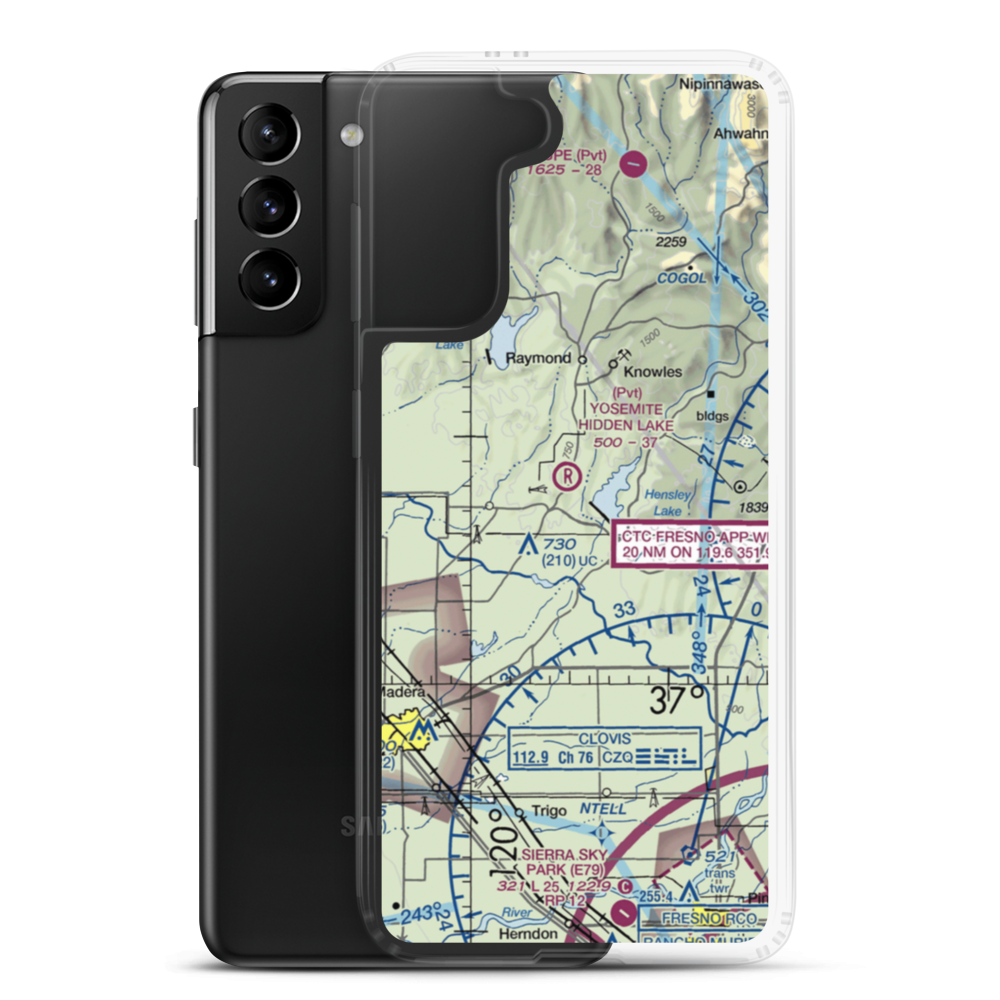 Yosemite Hidden Lake Ranch Airport (0CL0) VFR Sectional Samsung Case Samsung Galaxy S21 Plus model shown