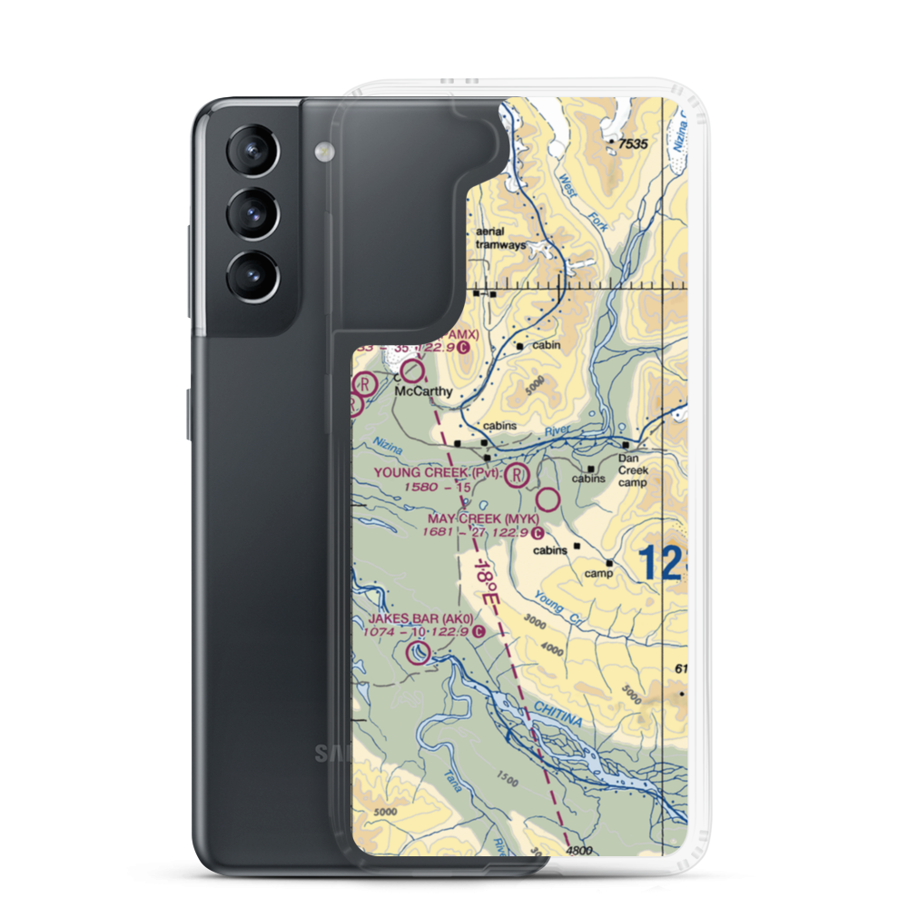 Young Creek Airport (0AK5) VFR Sectional Samsung Case Samsung Galaxy S21 model shown