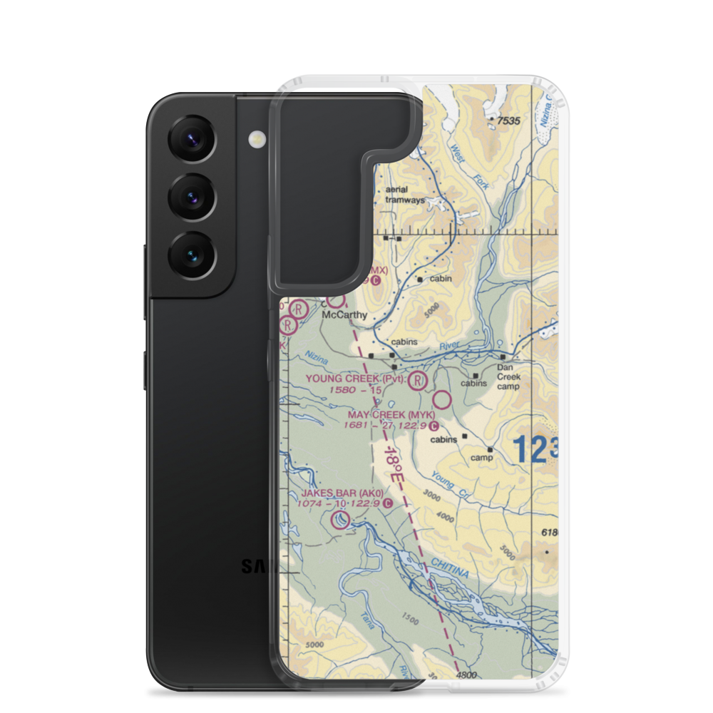 Young Creek Airport (0AK5) VFR Sectional Samsung Case Samsung Galaxy S22 model shown