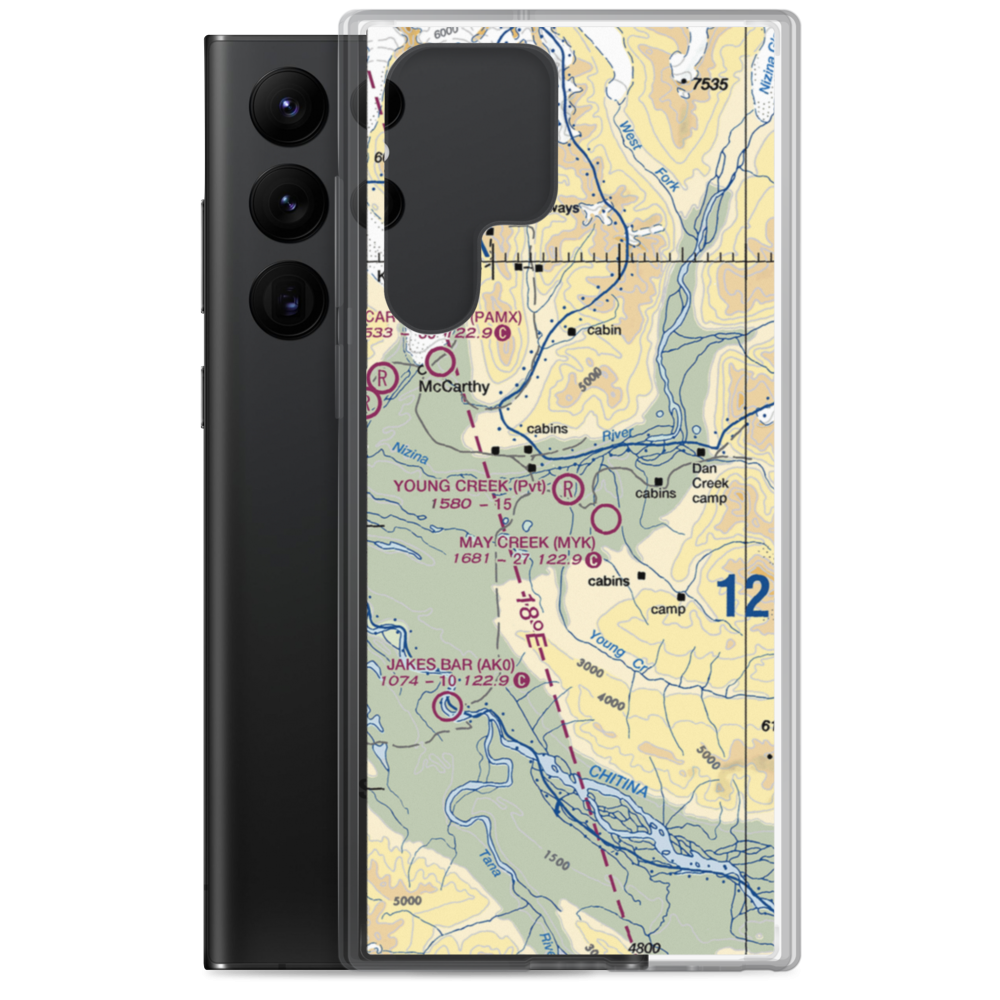 Young Creek Airport (0AK5) VFR Sectional Samsung Case Samsung Galaxy S22 Ultra model shown