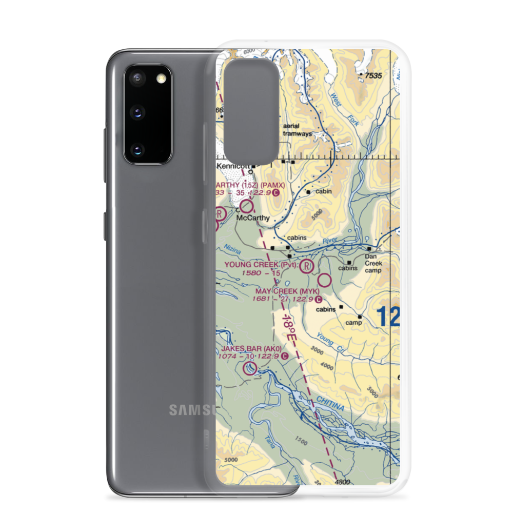 Young Creek Airport (0AK5) VFR Sectional Samsung Case Samsung Galaxy S20 model shown