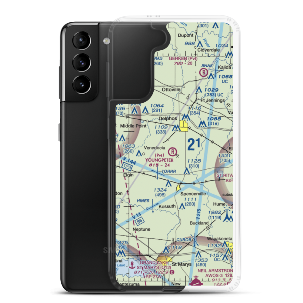 Youngpeter Airport (3OH6) VFR Sectional Samsung Case Samsung Galaxy S21 Plus model shown