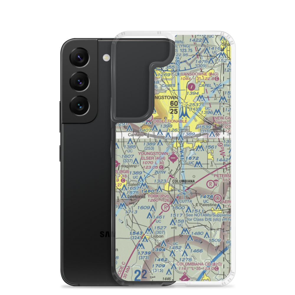 Youngstown Elser Metro Airport (4G4) VFR Sectional Samsung Case Samsung Galaxy S22 model shown