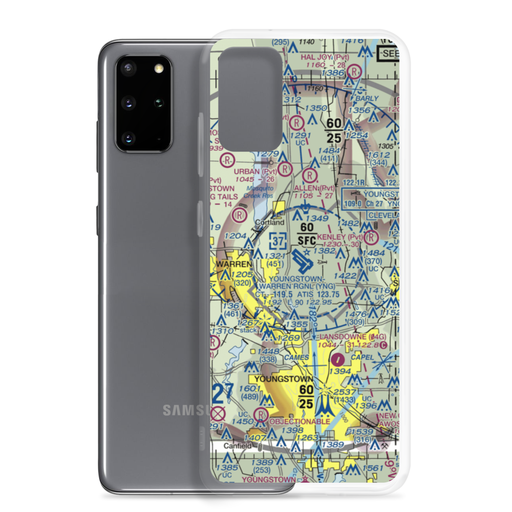 Youngstown Warren Regional Airport (YNG) VFR Sectional Samsung Case Samsung Galaxy S20 Plus model shown