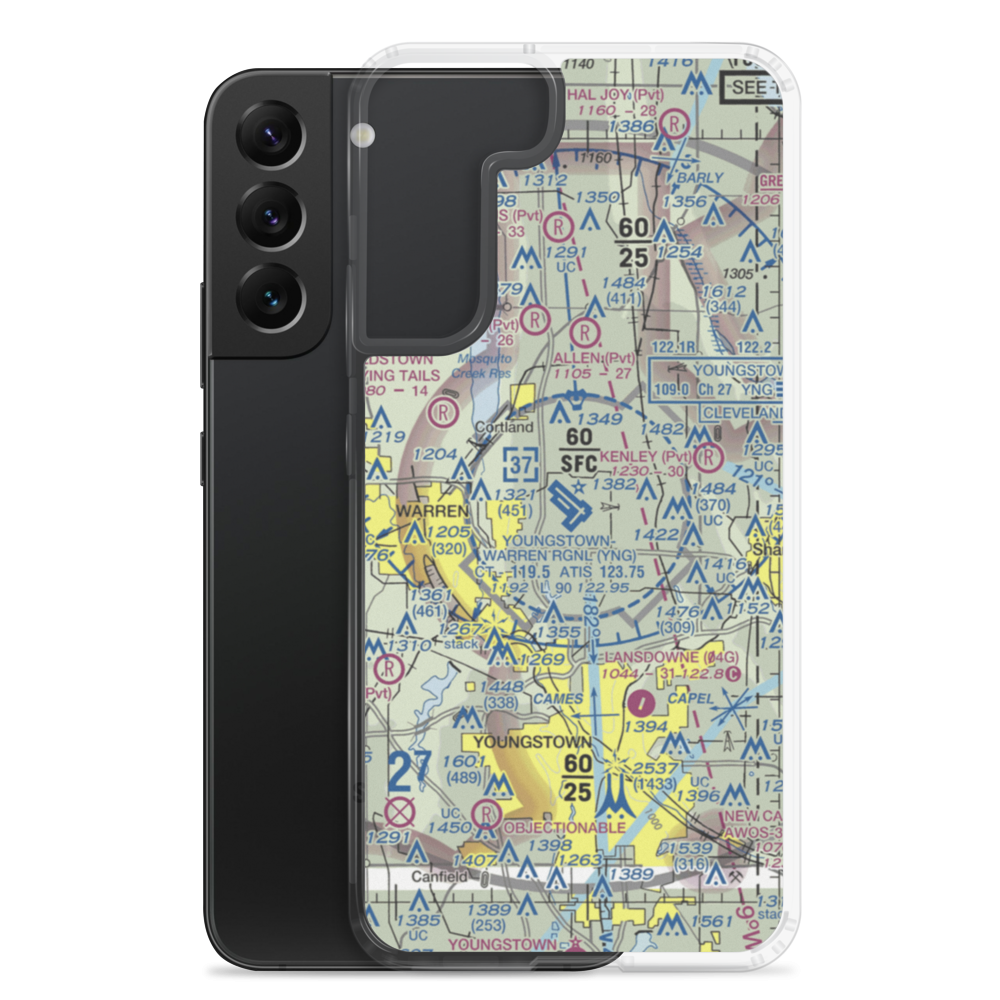 Youngstown Warren Regional Airport (YNG) VFR Sectional Samsung Case Samsung Galaxy S22 Plus model shown
