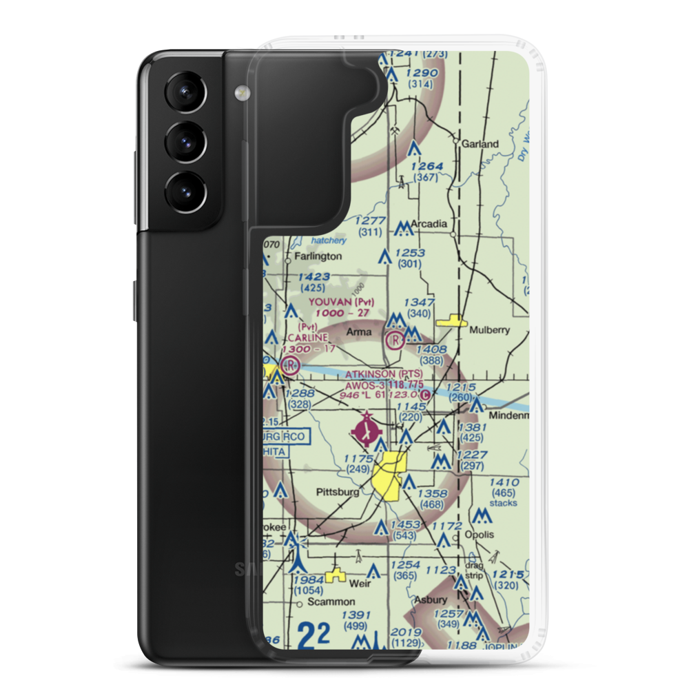 Youvan Airport (7KS3) VFR Sectional Samsung Case Samsung Galaxy S21 Plus model shown