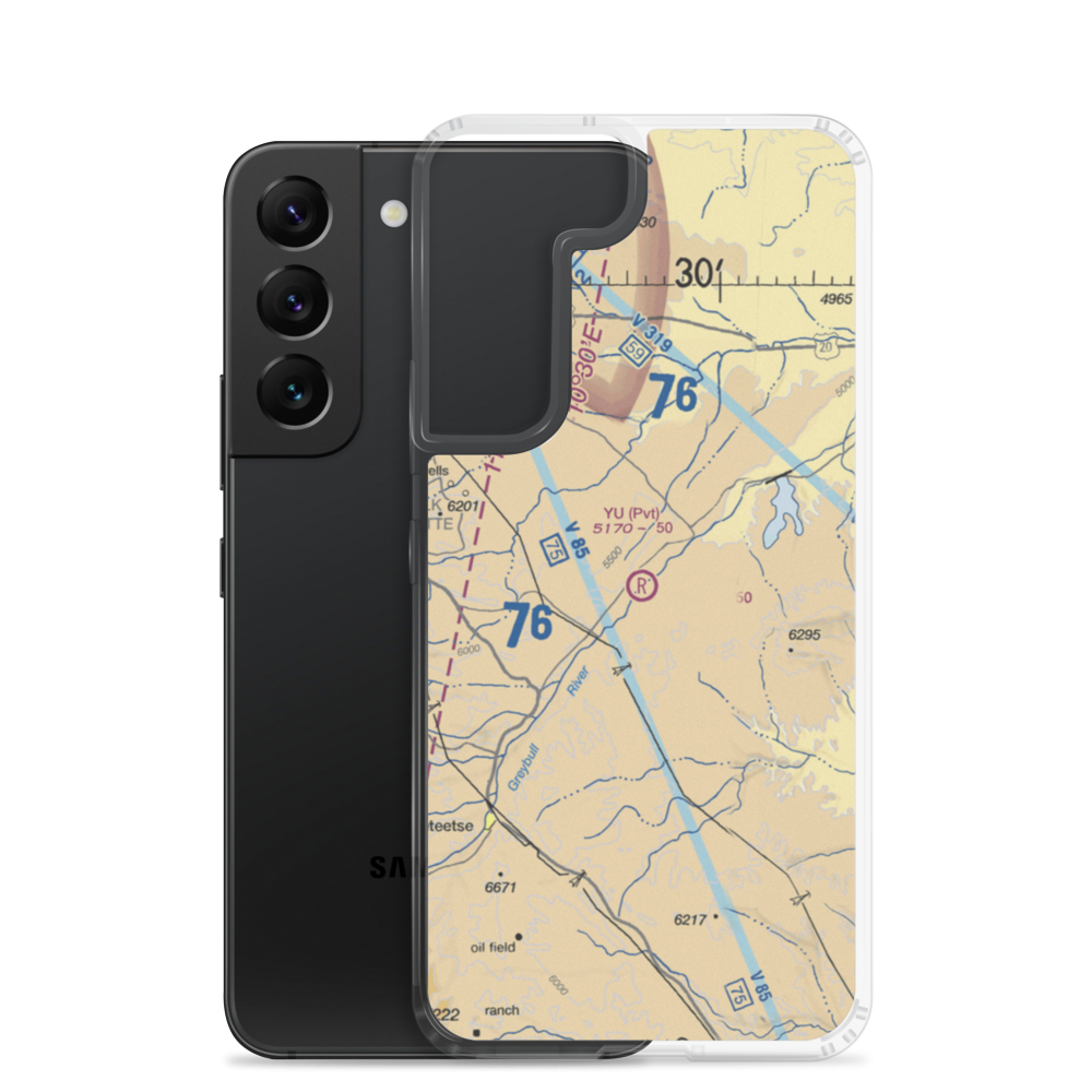 Yu Ranch Airport (WY42) VFR Sectional Samsung Case Samsung Galaxy S22 model shown