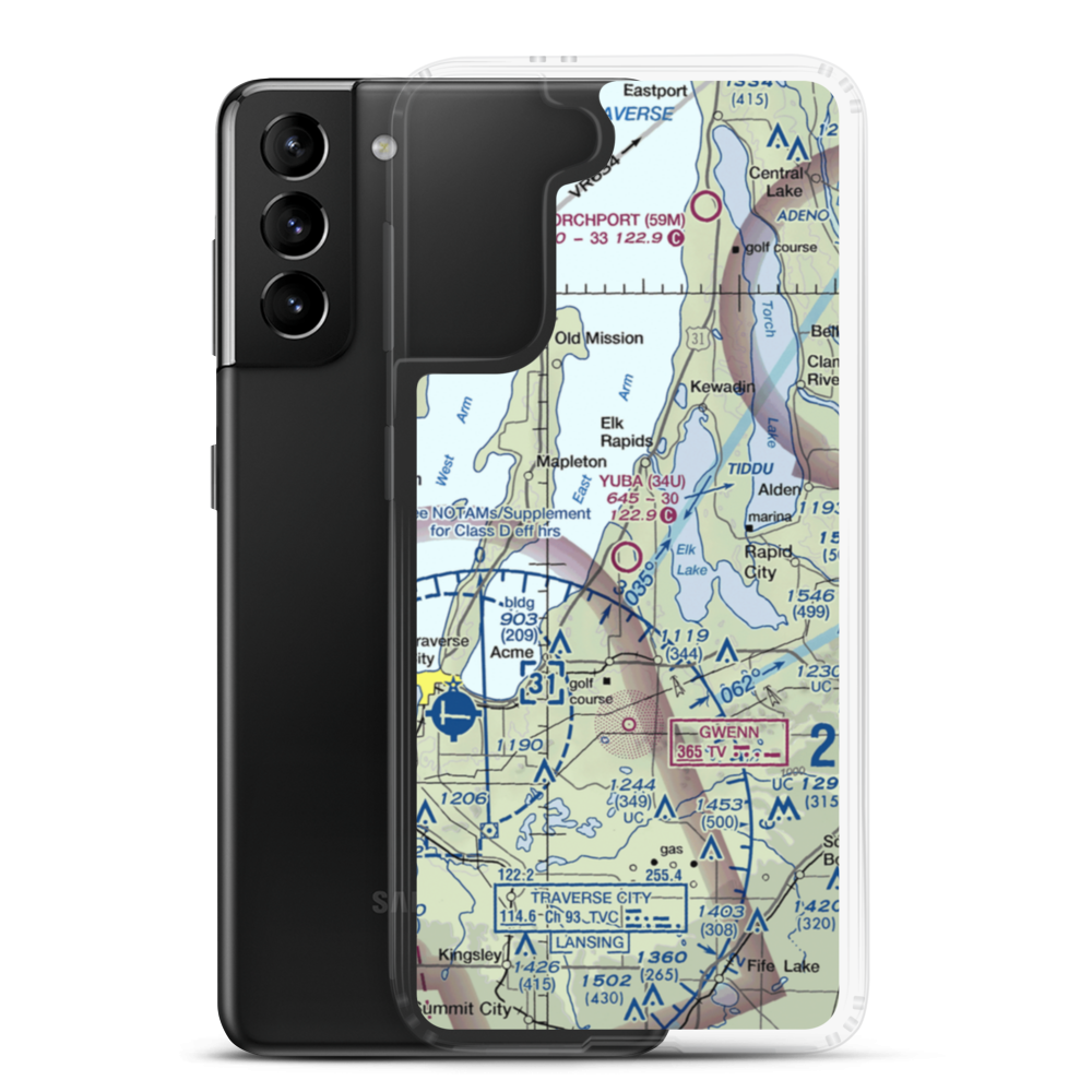 Yuba Airport (34U) VFR Sectional Samsung Case Samsung Galaxy S21 Plus model shown