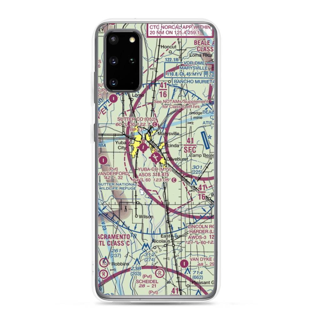 Yuba County Airport (MYV) VFR Sectional Samsung Case Samsung Galaxy S20 Plus model shown