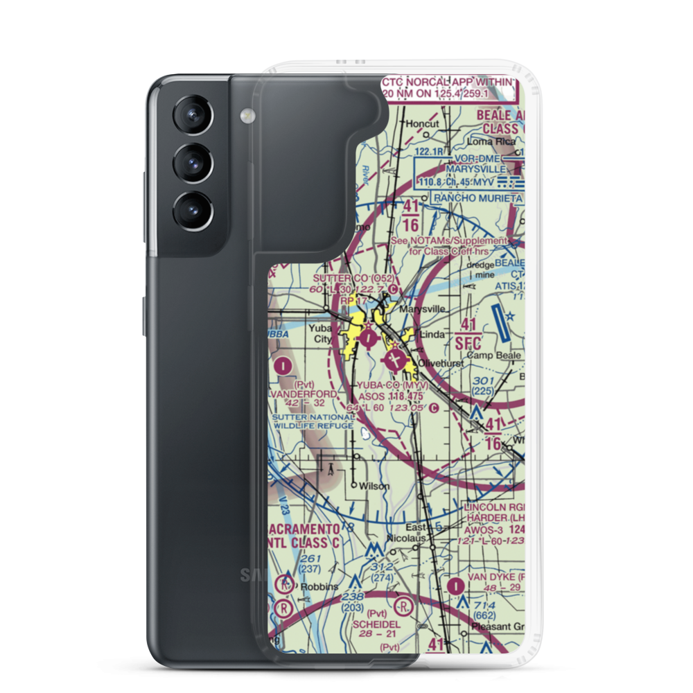 Yuba County Airport (MYV) VFR Sectional Samsung Case Samsung Galaxy S21 model shown